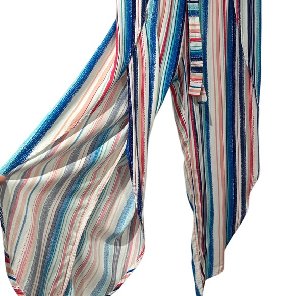 Portocruz Women L Multi colored Striped Cover-up Beach Pant Retro 90’s Style NWT - Picture 6 of 13